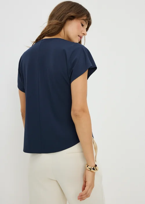 Navy Cowl Angel Sleeve Top - 14 Image 1