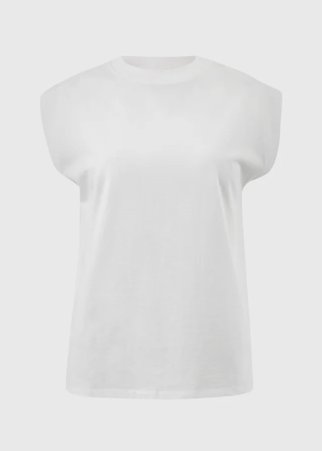 White Shoulder Tuck Vest Top