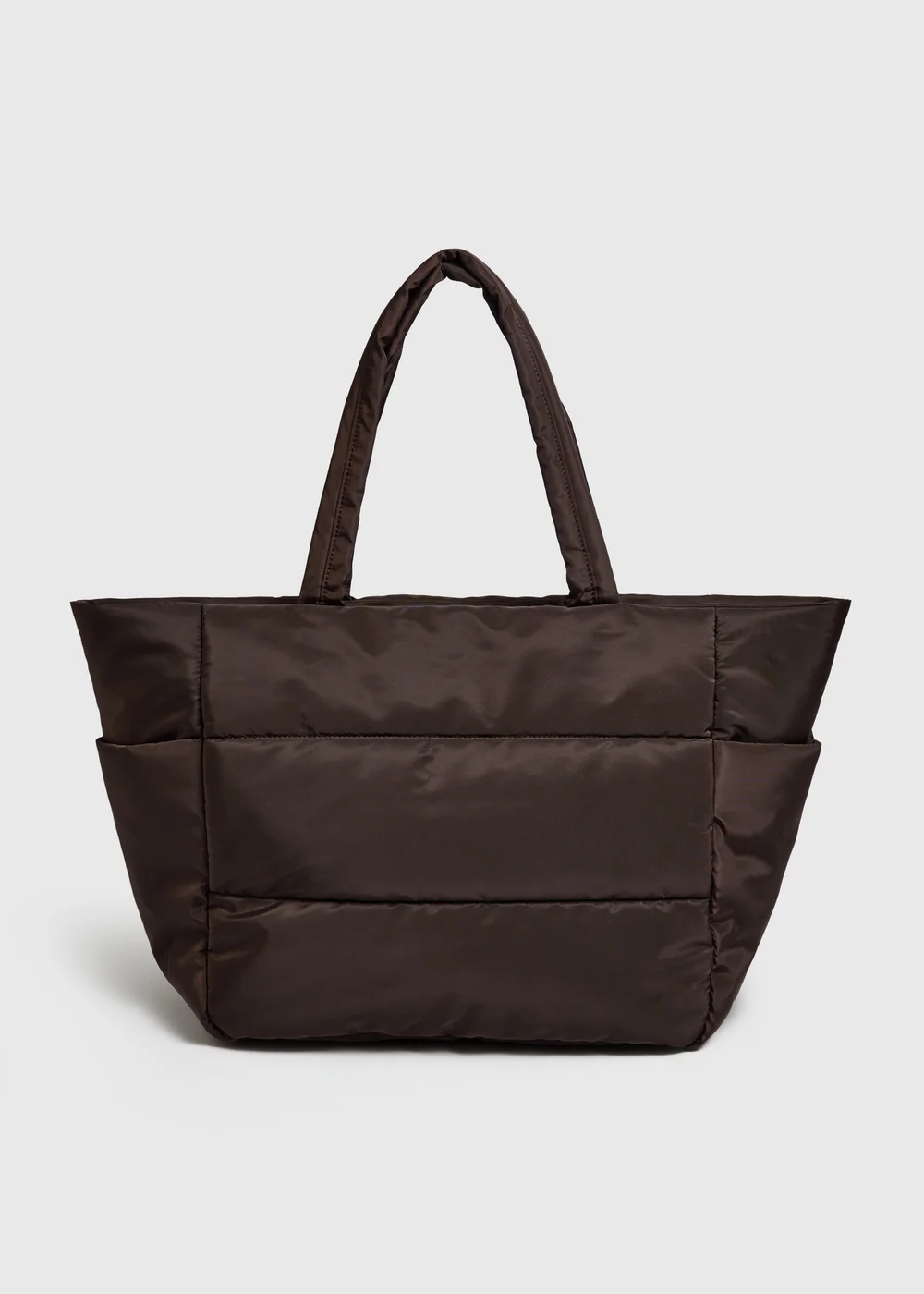 Chocolate Brown Nylon Padded Tote Bag - One Size Image 2