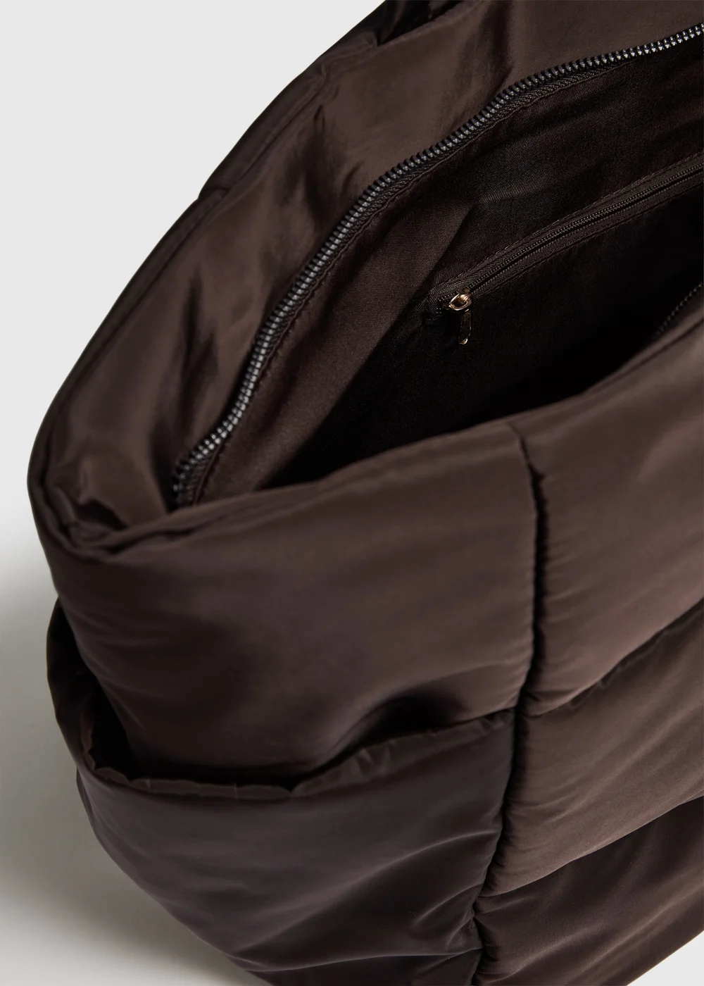Chocolate Brown Nylon Padded Tote Bag - One Size Image 3
