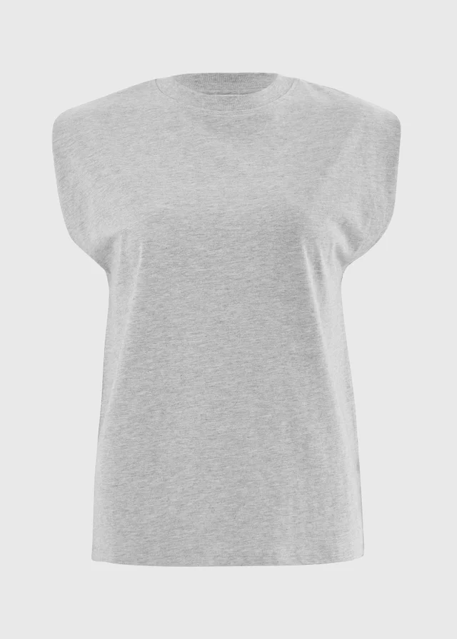 Grey Marl Shoulder Tuck T-Shirt