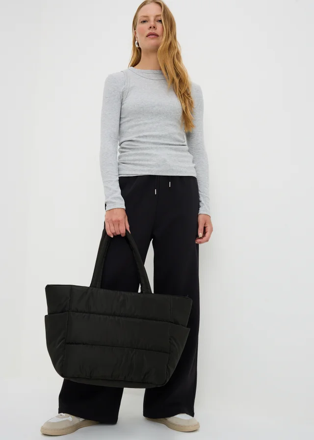 Black Nylon Padded Tote Bag