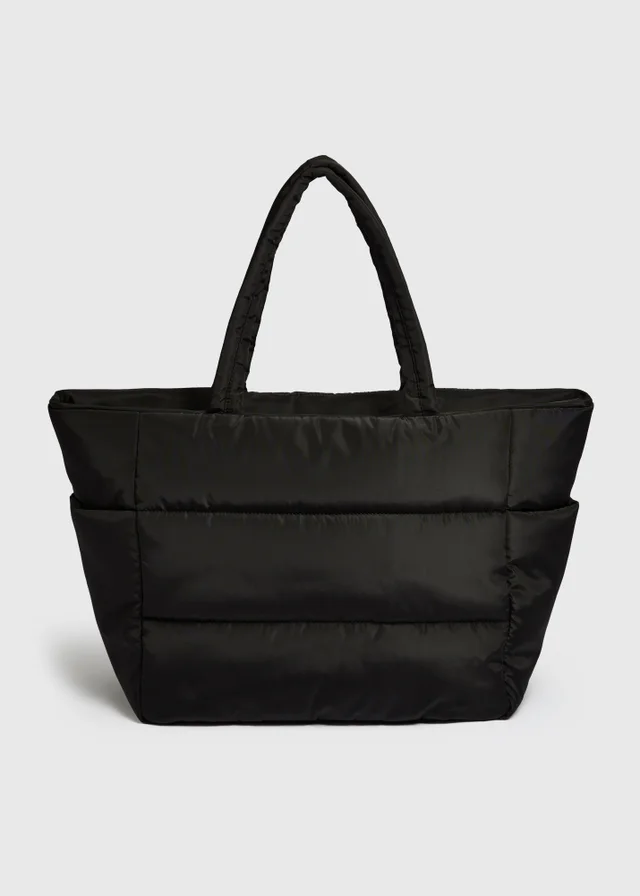 Black Nylon Padded Tote Bag