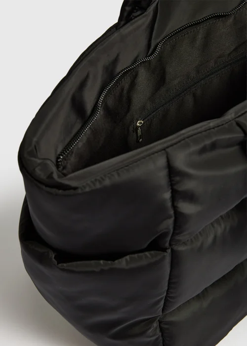 Black Nylon Padded Tote Bag - One Size Image 3
