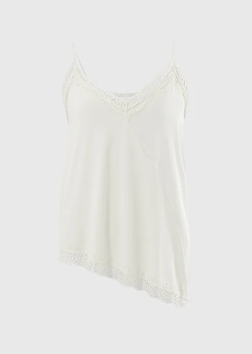 Cream Satin Lace Asymmetric Cami Top - 8 Image 3