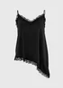 Black Satin Lace Asymmetric Cami Top - 10 Image 2