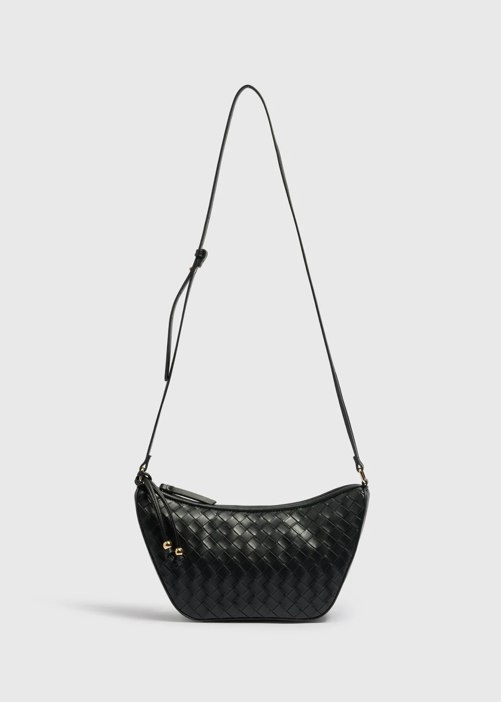 Black Weave Crossbody Bag - One Size Image 3