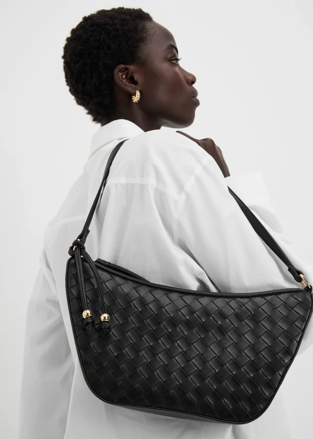 Black Weave Crossbody Bag