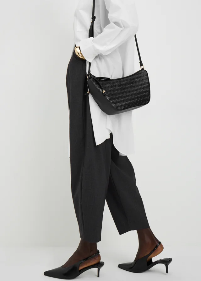 Black Weave Crossbody Bag