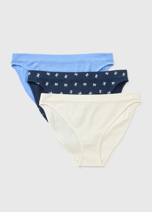 3 Pack Blue Seam Free High Leg Knickers