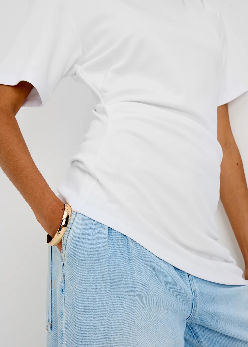 Cream Asymmetric Drape T-Shirt - 14 Image 3