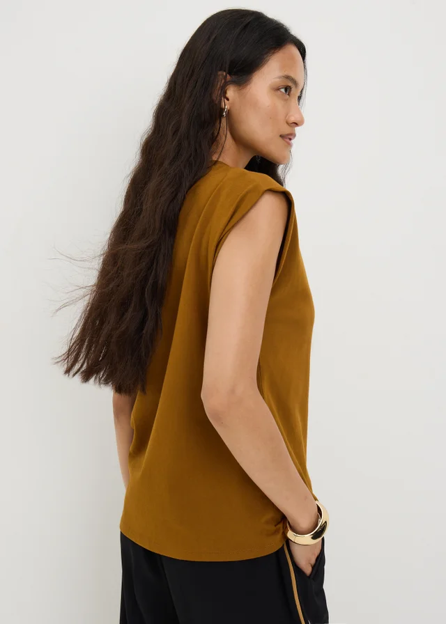 Brown Cap Sleeve T-Shirt