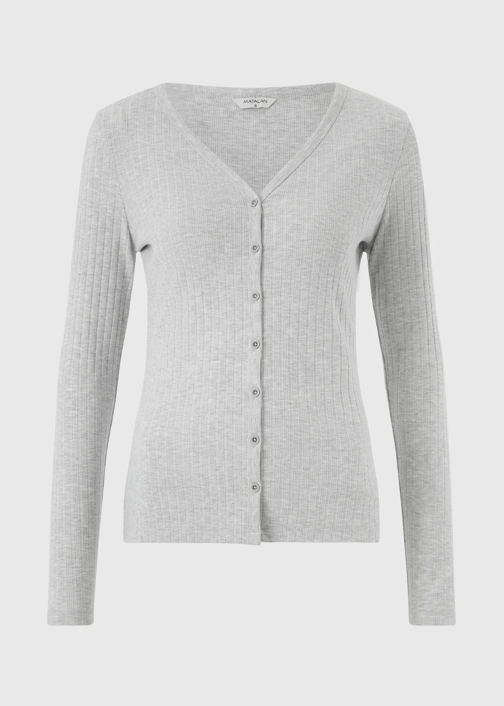 Grey Ribbed V-Neck Cardigan - 8 Image 4