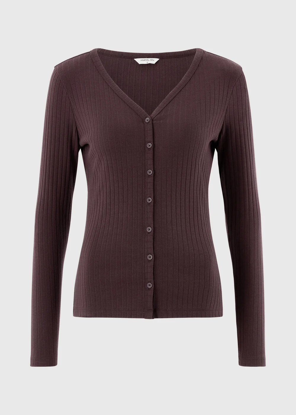 Raisin Ribbed V-Neck Cardigan - 14 Image 4