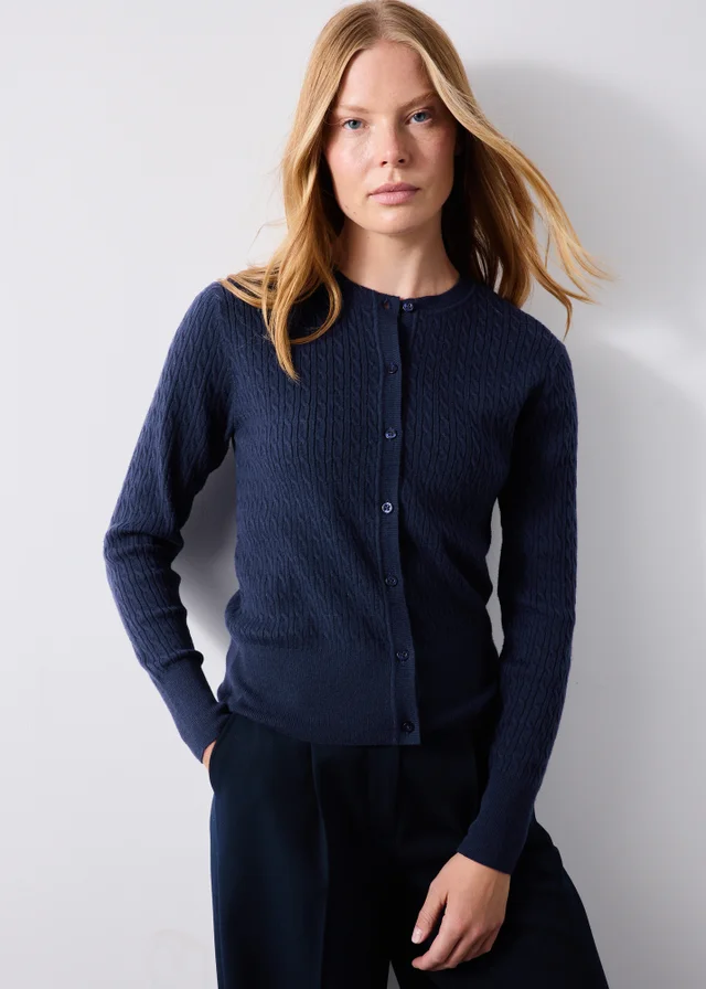 Navy Babycable Cardigan