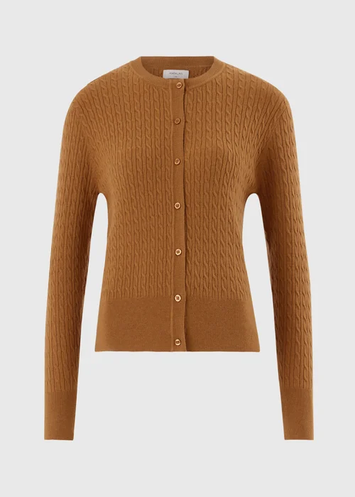 Tan Crew Neck Button Through Cardigan - 8 Image 4