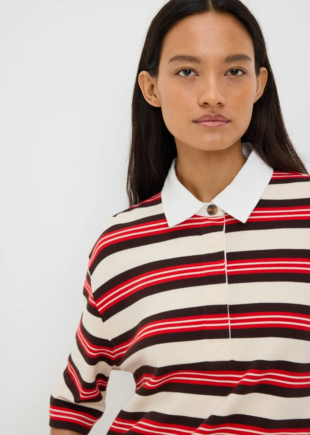 Cream Stripe Rugby Shirt - M Image 3