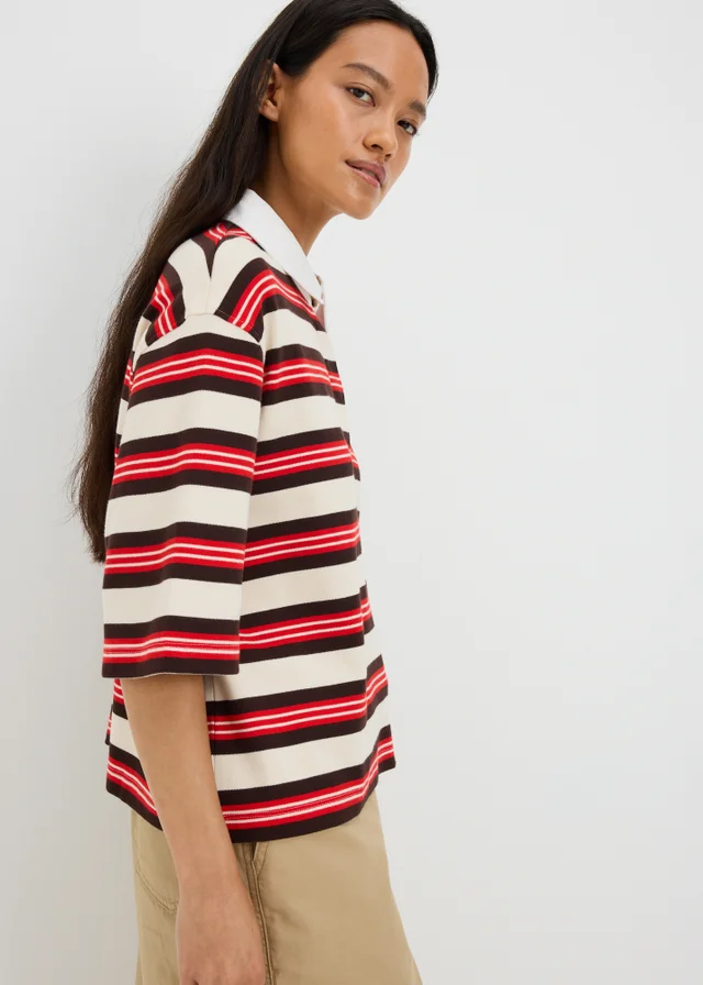 Cream Stripe Rugby Shirt