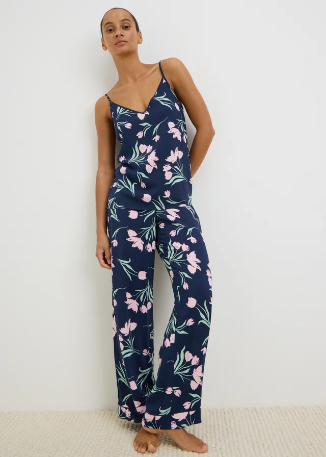 Navy Floral Cami Pyjama Set