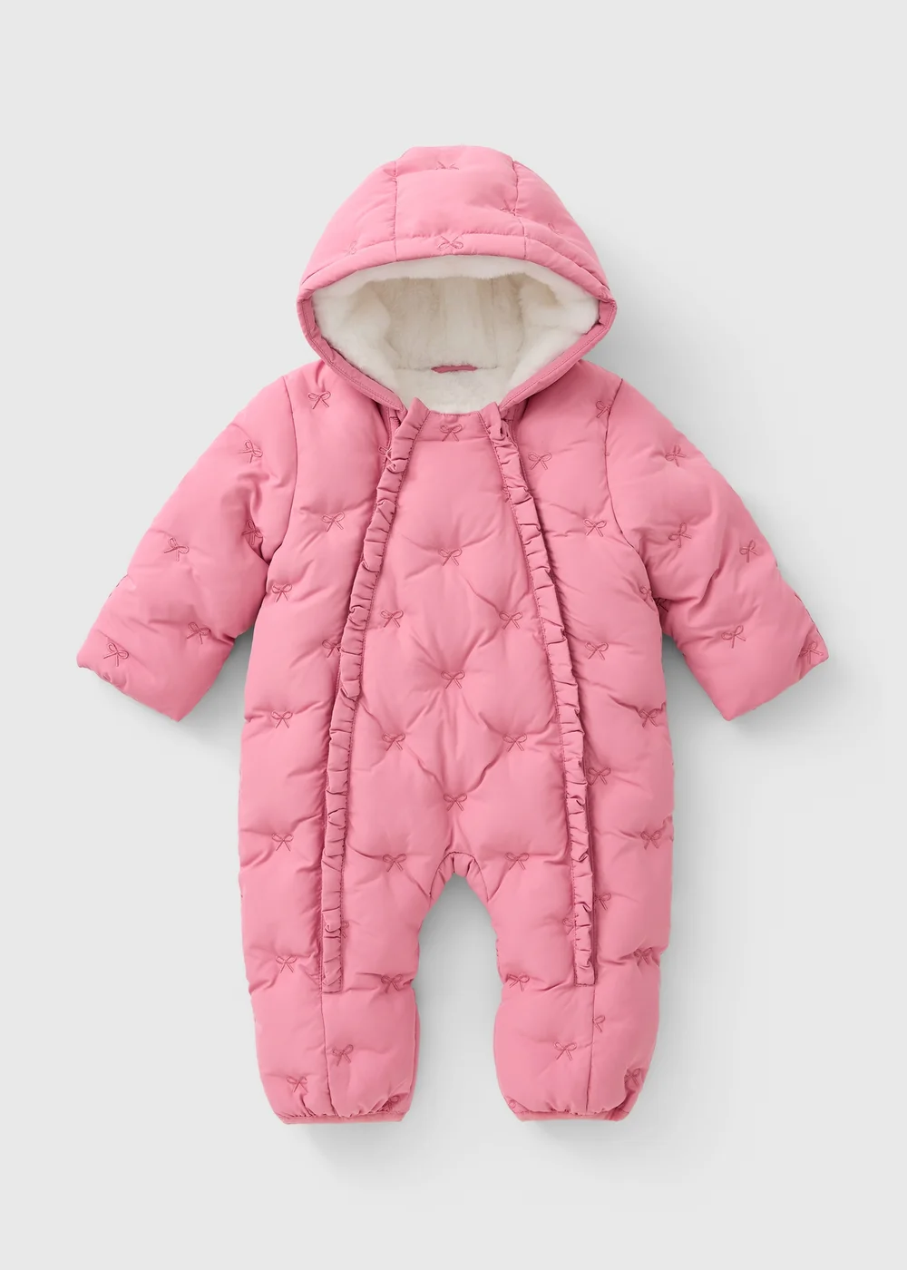 Baby Pink Bow Snowsuit (0-23mths) - Up to 1 Month Image 1