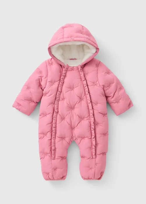 Baby Pink Bow Snowsuit (0-23mths) - Up to 1 Month Image 1