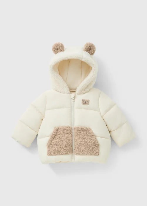 Baby Cream Bear Coat (0-23mths) - Up to 1 Month Image 1