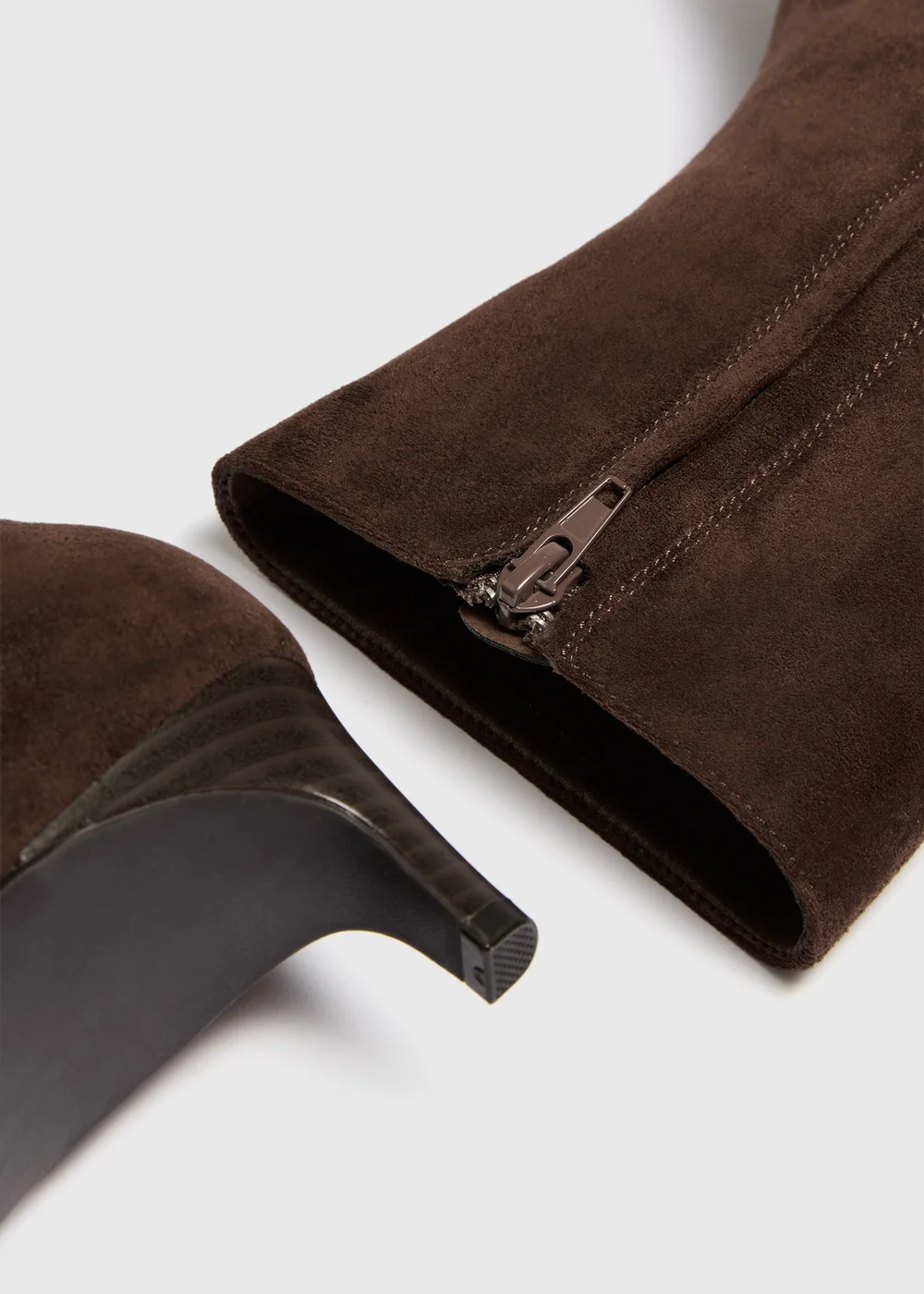 Chocolate Brown Faux Suede Peg Heel Ankle Boots - 3 Image 3