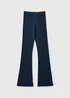 Girls Navy Ribbed Flared Leggings (7-15yrs) - 7 Yrs Image 1