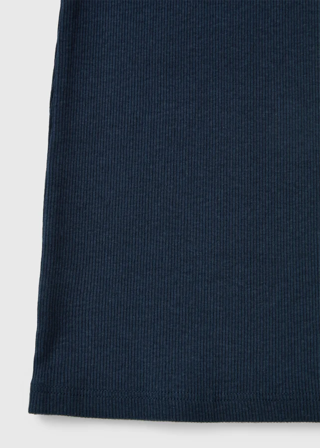 Girls Navy Ribbed Flared Leggings (7-15yrs)