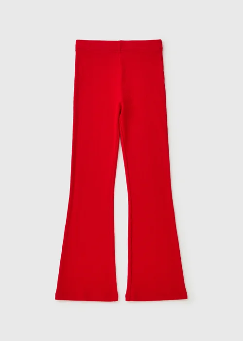 Girls Red Ribbed Flared Leggings (7-15yrs) - 7 Yrs Image 1