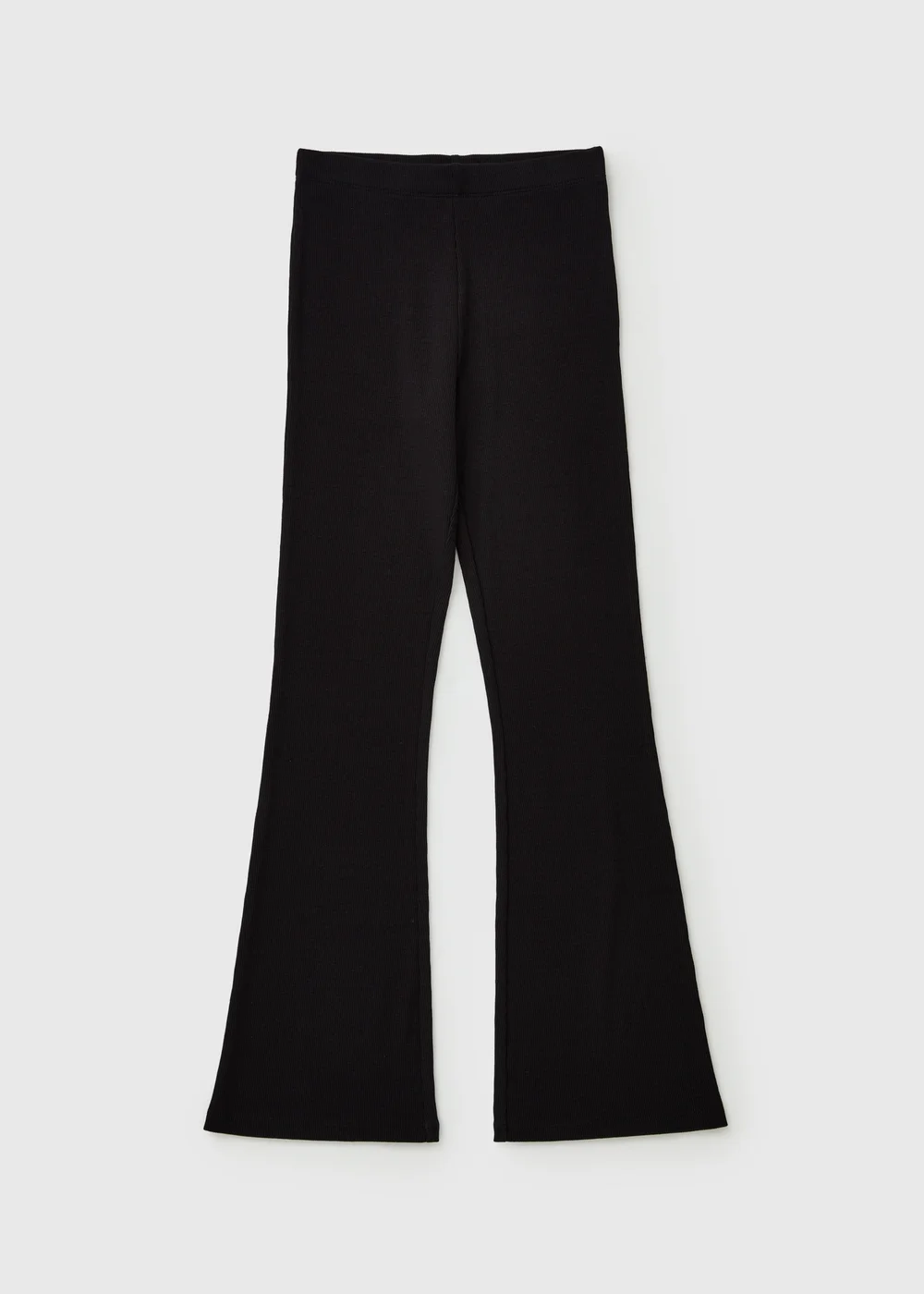Girls Black Ribbed Flared Leggings (7-15yrs) - 7 Yrs Image 1
