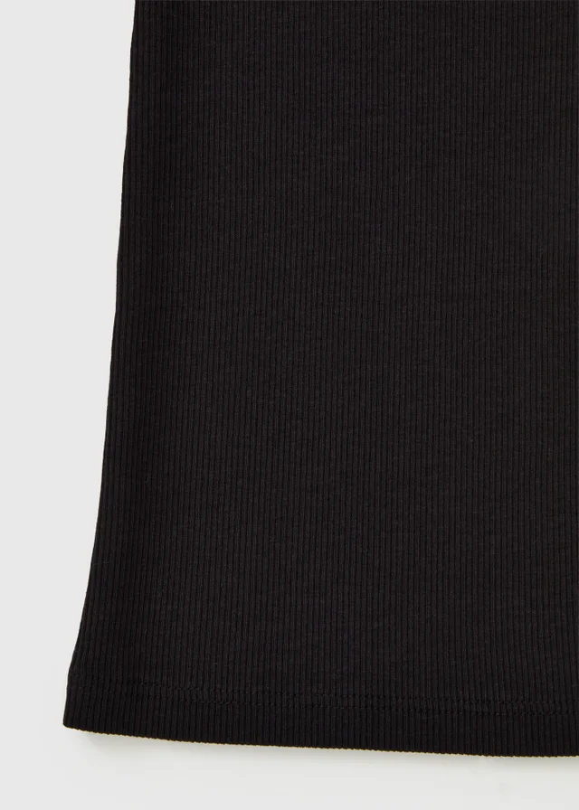 Girls Black Ribbed Flared Leggings (7-15yrs)