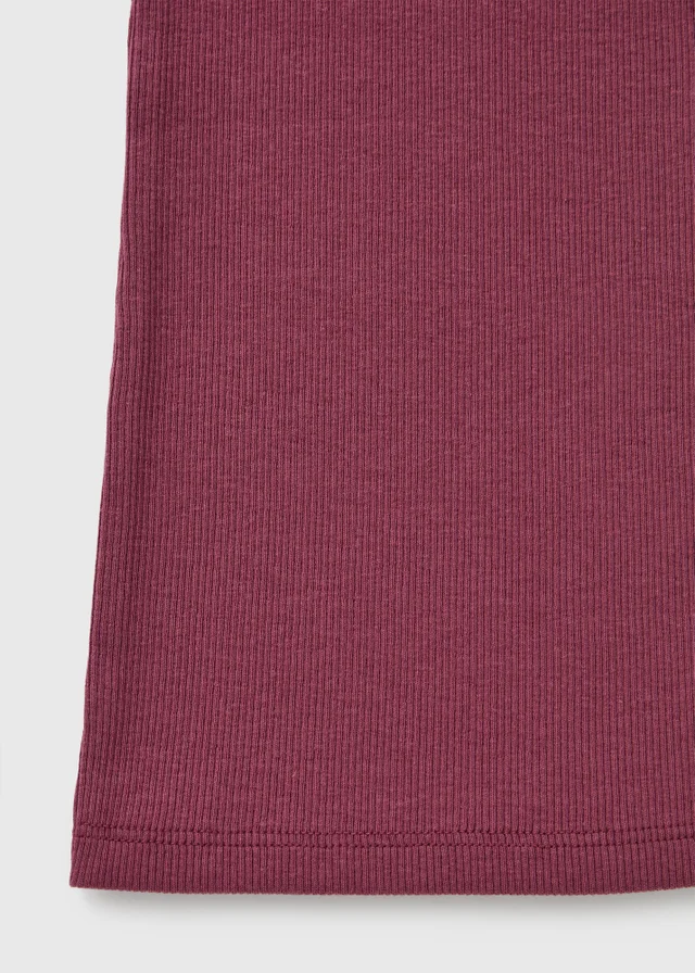 Girls Burgundy Ribbed Flared Leggings (7-15yrs)