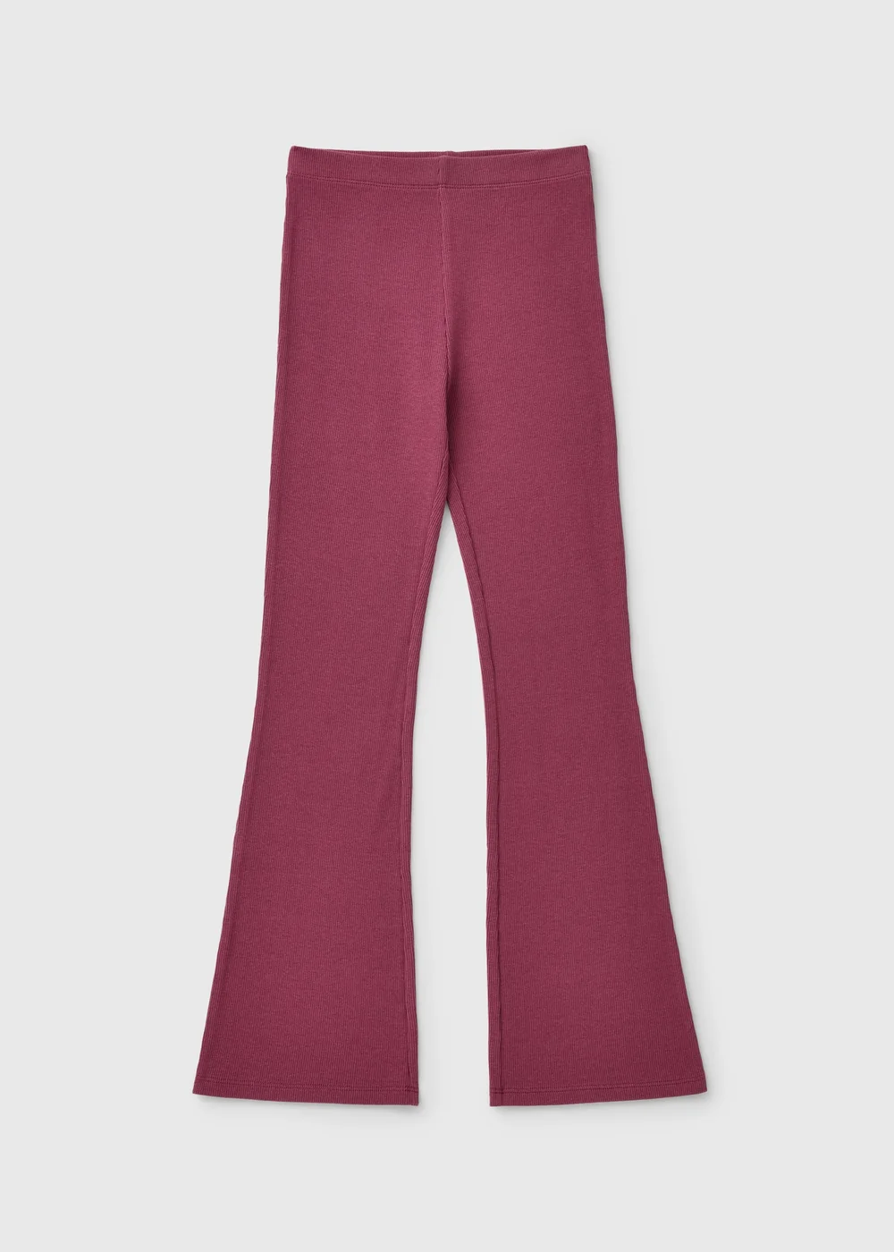 Girls Burgundy Ribbed Flared Leggings (7-15yrs) - 7 Yrs Image 1