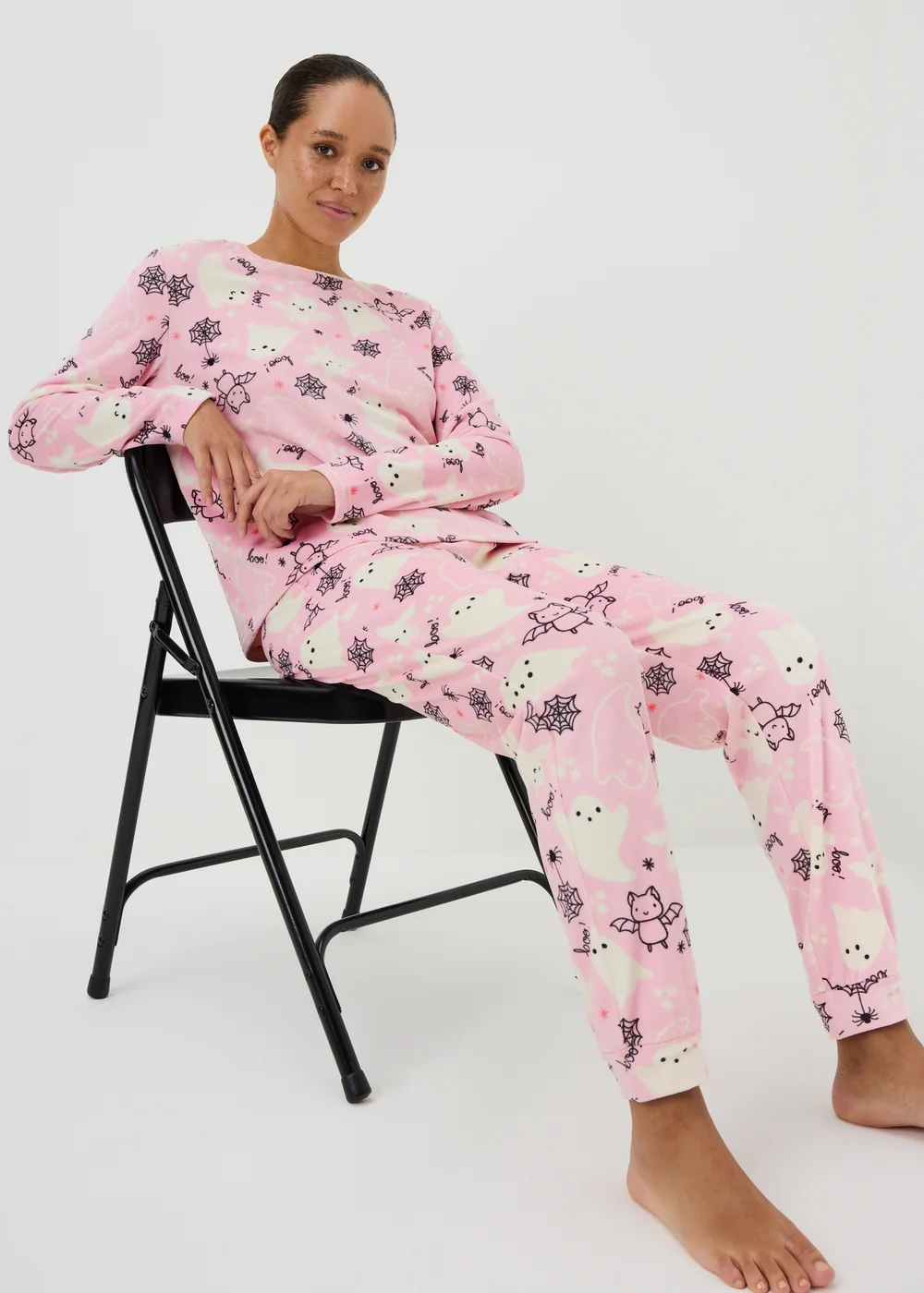 Pink Halloween Fleece Pyjama Set - L Image 1