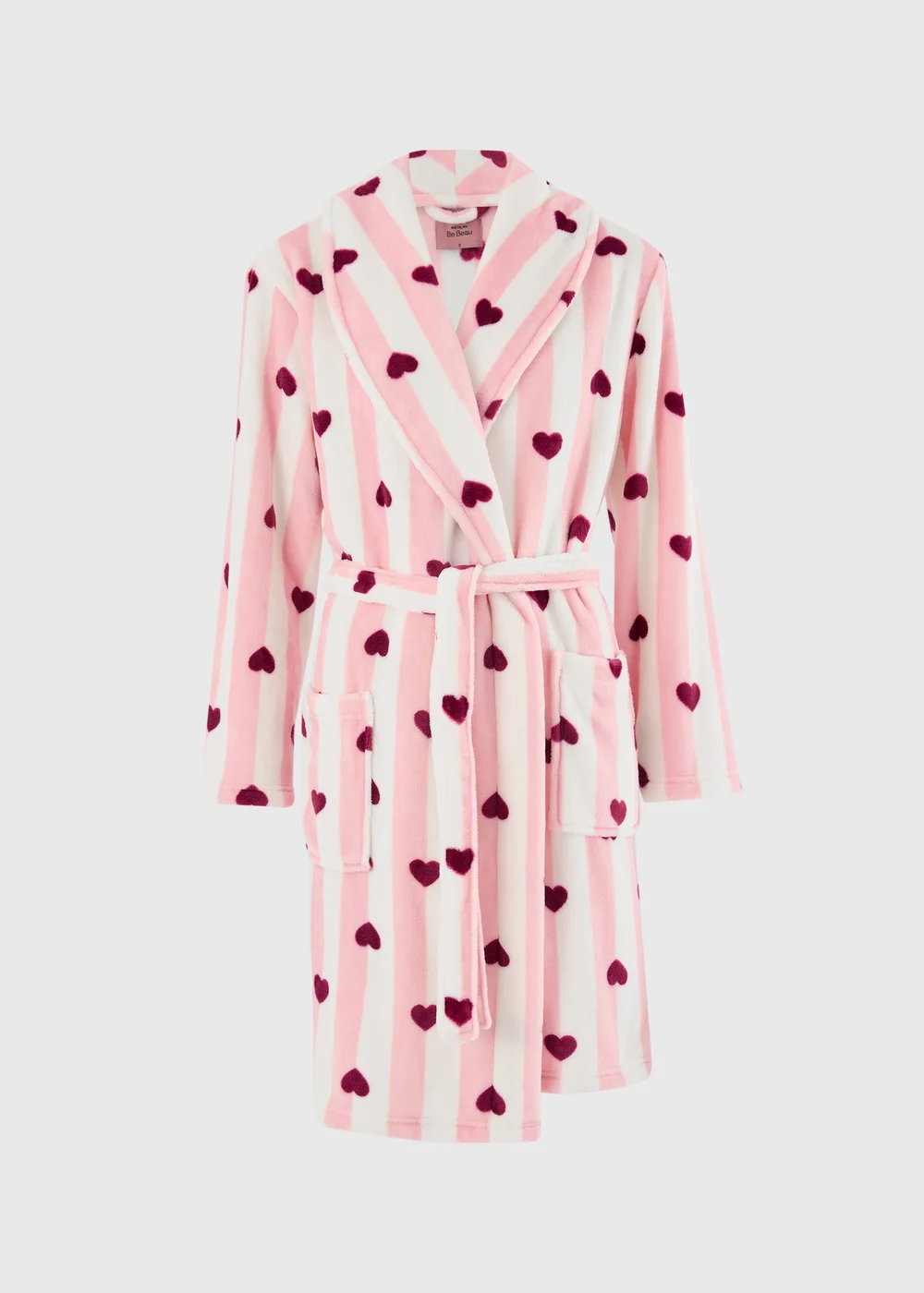 Pink Heart Stripe Fleece Dressing Gown - XS Image 1