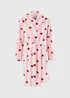 Pink Heart Stripe Fleece Dressing Gown - XS Image 1