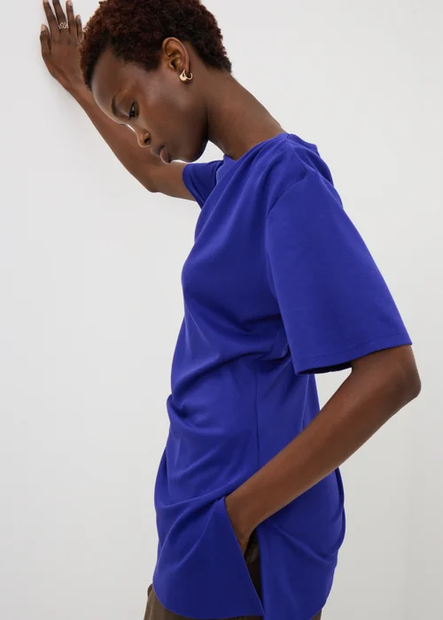 Blue Asymmetric Drape T-Shirt - 8 Image 2