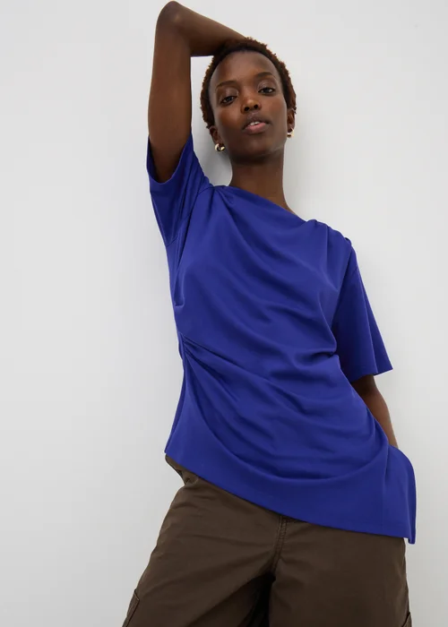Blue Asymmetric Drape T-Shirt - 8 Image 1