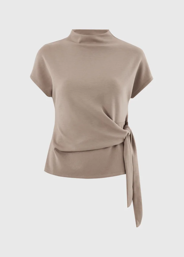 Mocha Tie Side Scuba Co Ord Top