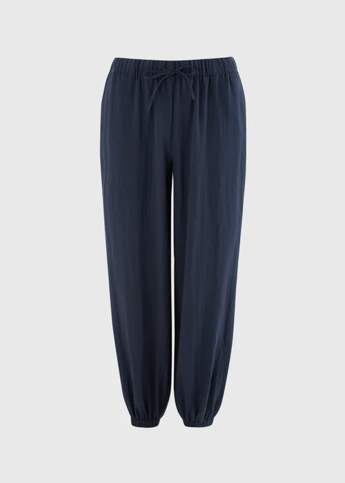 Navy Woven Cuffed Co Ord Trousers - 12 Image 3