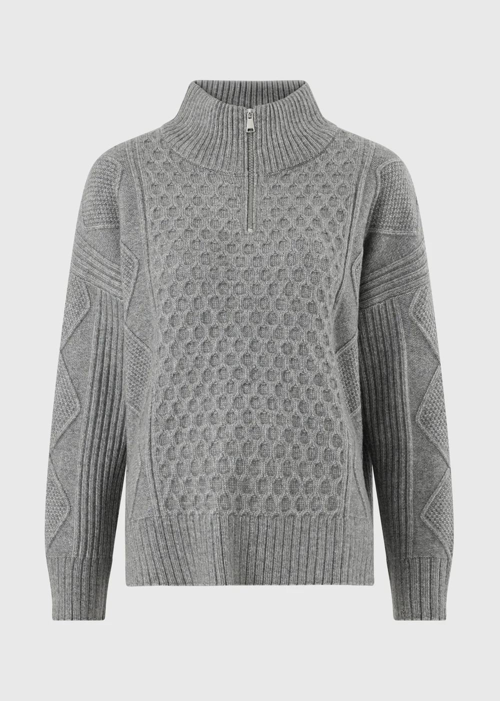 Grey Quarter Zip Textured Jumper - XS Image 4