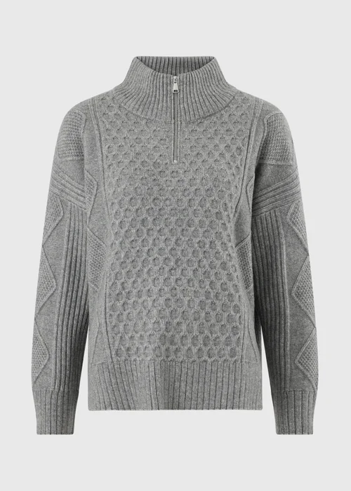Grey Quarter Zip Textured Jumper - XS Image 4