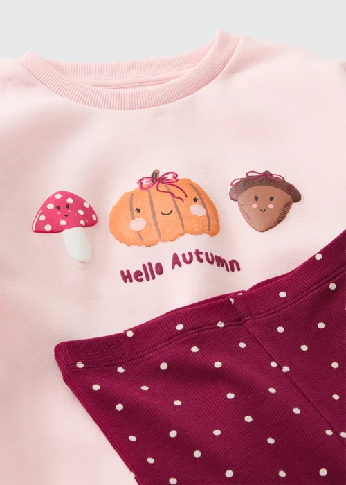 Girls Pink Pumpkin Sweatshirt & Flared Legging Set (1-8yrs) - 5-6 Yrs Image 2