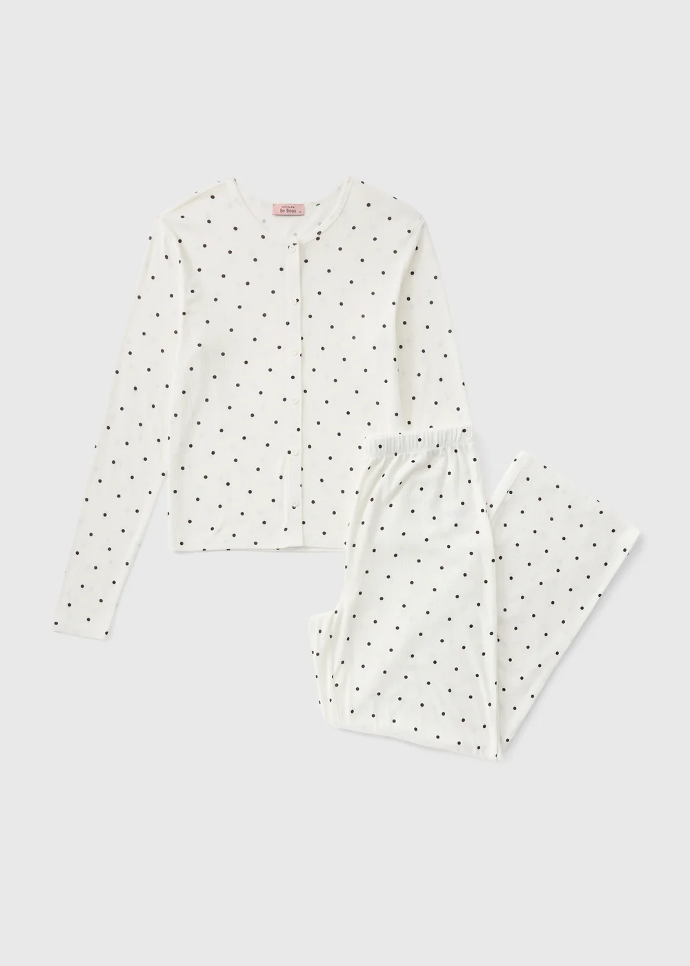 Cream Polka Dot Pointelle Cardigan Pyjama Set - XS Image 2