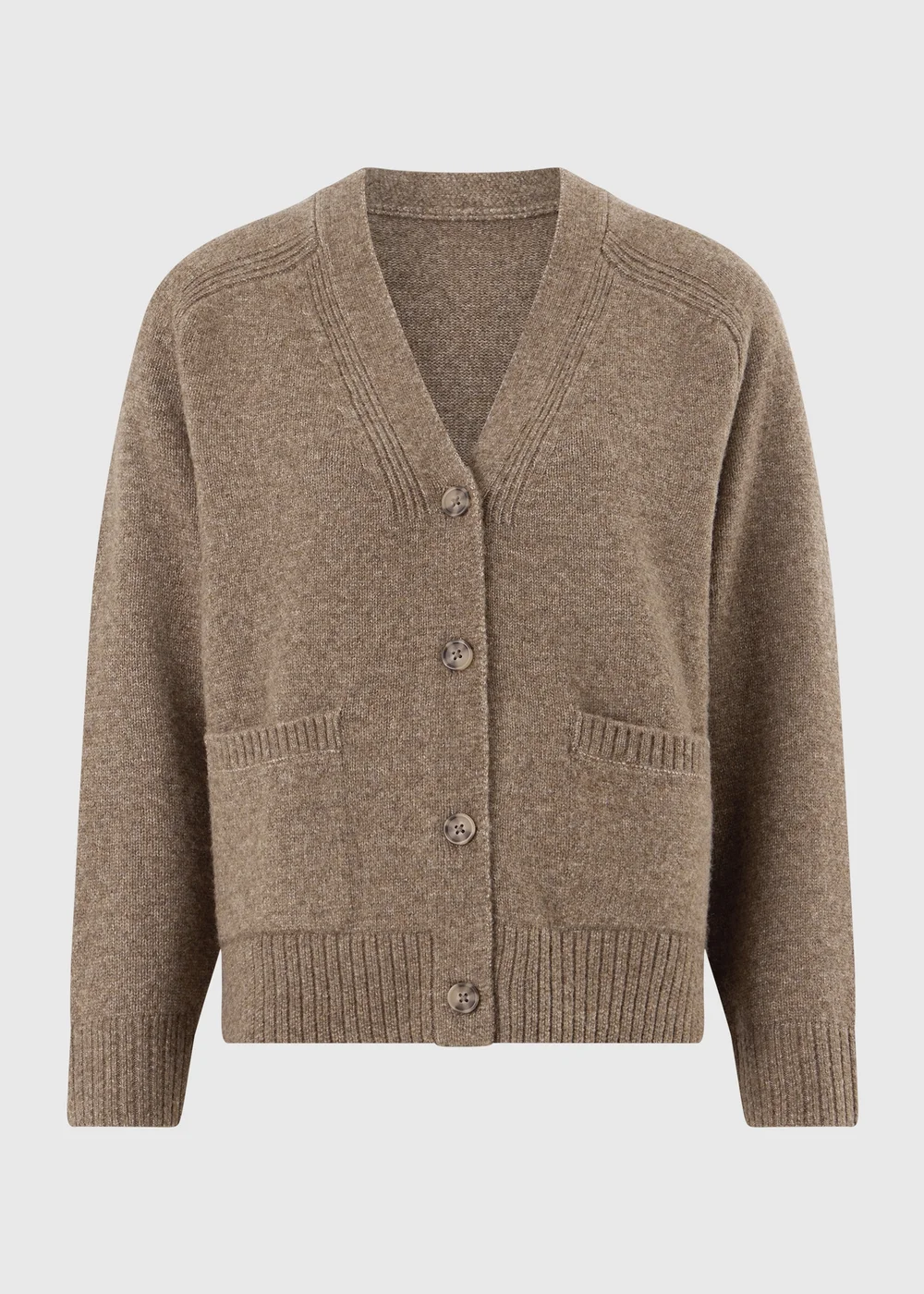 Taupe Button Thru Knitted Cardigan - XS Image 4