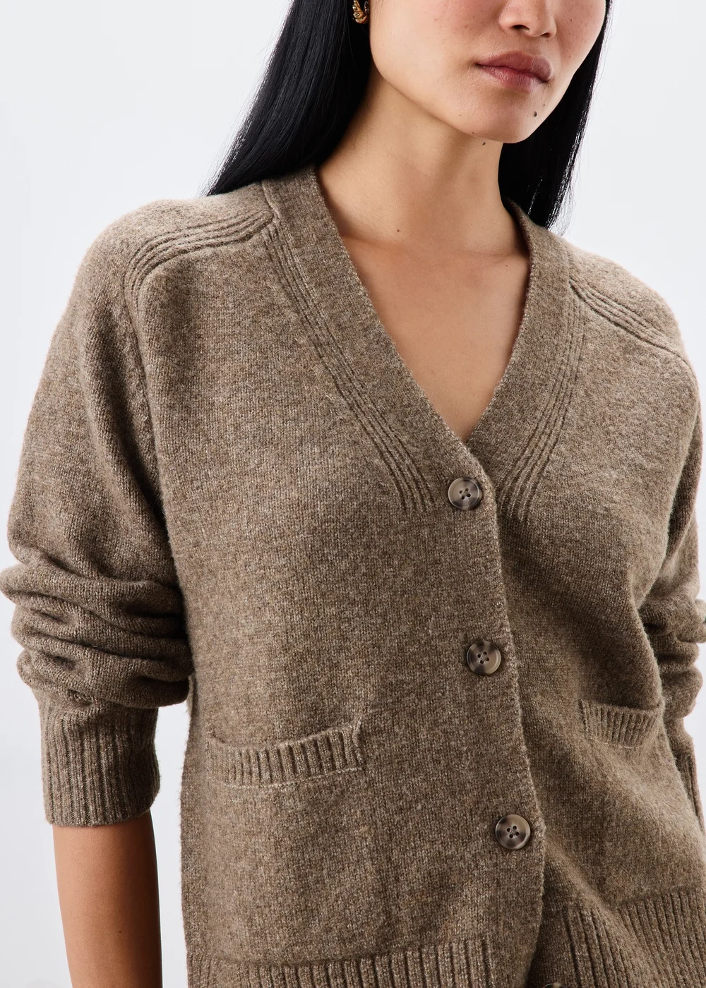 Taupe Button Thru Knitted Cardigan - XS Image 3