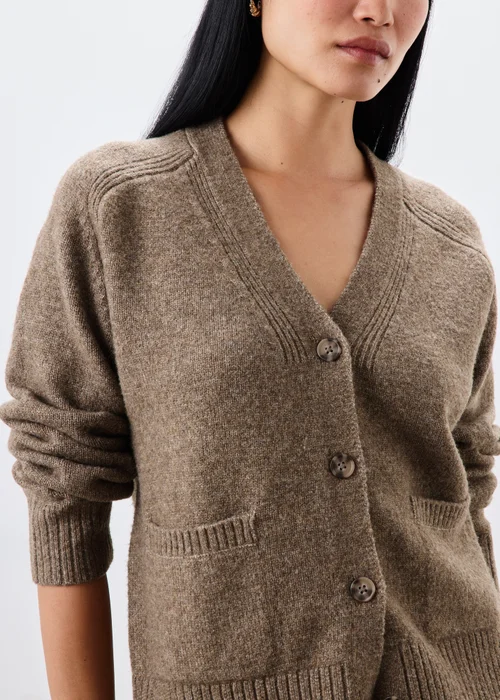 Taupe Button Thru Knitted Cardigan - XS Image 3