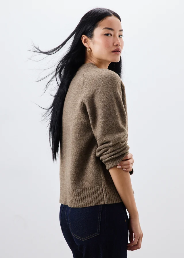 Taupe Button Thru Knitted Cardigan