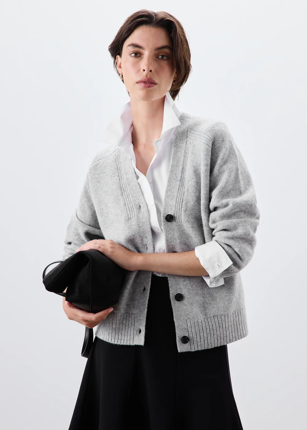 Grey Button Through Boyfriend Cardigan - XS Image 1